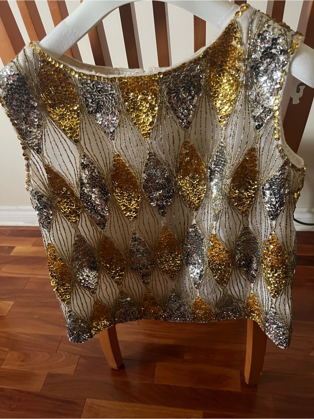 Made in Hong Kong Gold & Silver Sequined Sleeveless Top